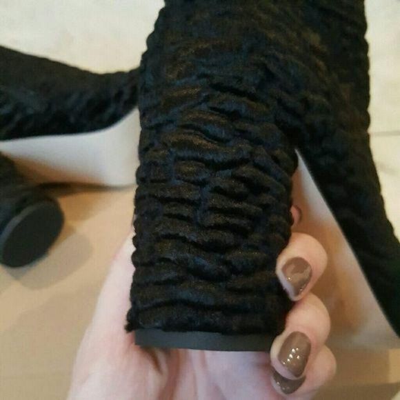 Zara Faux Fur Ankle Chunky Heeled Ankle Booties 6 6.5 - Picture 6 of 8